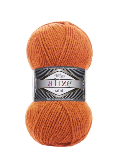 Alize Süperlana Midi El Örgü İpi (5 Li Paket) - 225-Turuncu