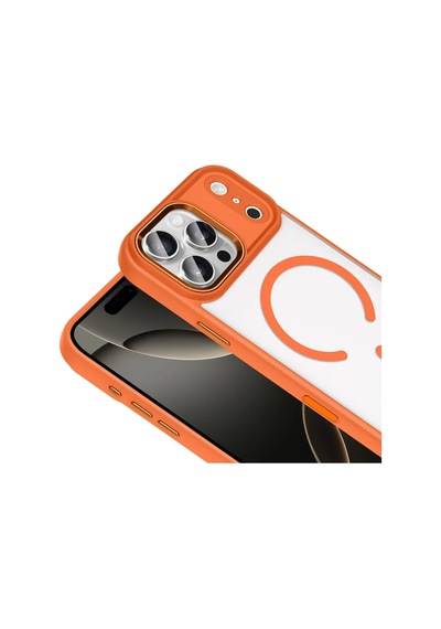 Acex İphone 17 Pro Uyumlu Magsafe Şeffaf Kılıf Kamera Lens Korumalı Darbe Emici Renkli Çerçeveli Wireless Şarj Uyumlu Kapak