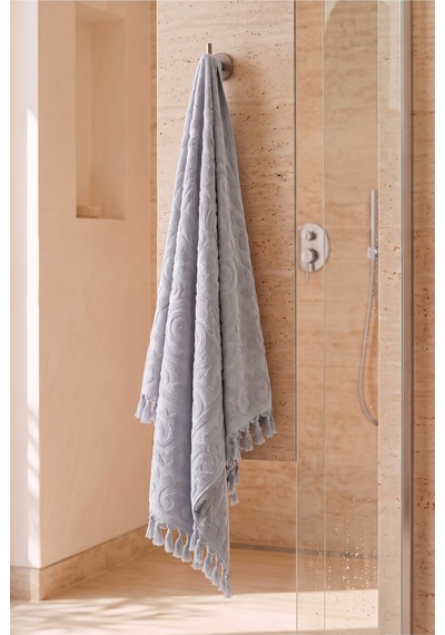 Bağlamalı Banyo Havlusu %100 Pamuk, 70x140 Cm, Jakarlı Duş, Vücut, Plaj Havlusu Dayanıklı, Hızlı Kuruyan Gri