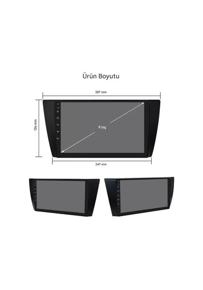 Otolas Bmw E90 Için 9 Inç Carplay Navigasyon - Başlangıç Paketi 1+16gb Gps Kamera - 2006 2007 2008 2009 2010 2011 2012 9"