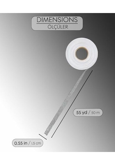 Teknik Tekstil Perde Telası 1.5 Cm X 50 M - Çift Taraflı Yapışkan Tela - Amerikan Tela - Dikiş Nakış Telası Bey