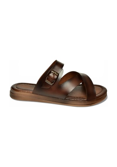Fox Shoes Y390073703 Kahverengi Hakiki Deri Kadın Terlik Kahverengi