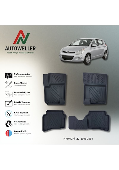 Hyundai İ20 2008-2014 Uyumlu Havuzlu Oto Paspas