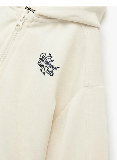 Koton Fermuarlı Kapşonlu Ekru Kız Çocuk Sweatshirt 6wkg10281ak Ekru