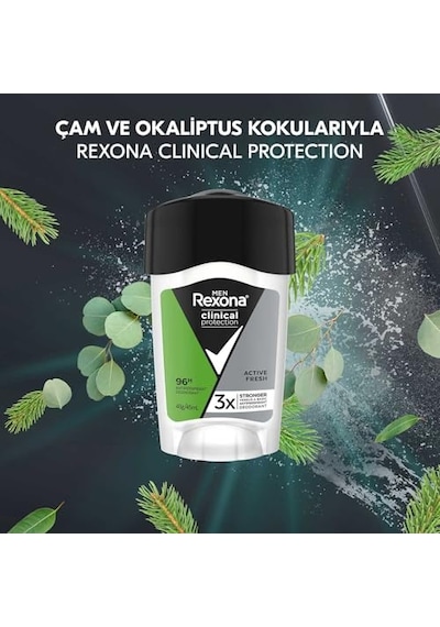Rexona Clinical Protection Erkek Stick Deodorant Active Fresh Ter Kokusuna Karşı Koruma 45 Ml