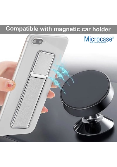 Microcase Üniversal Telefon Arkası El Parmak Tutucu Metal Mıknatıslı Standlı Cep Telefonu Tutacağı - Al4938 Siyah