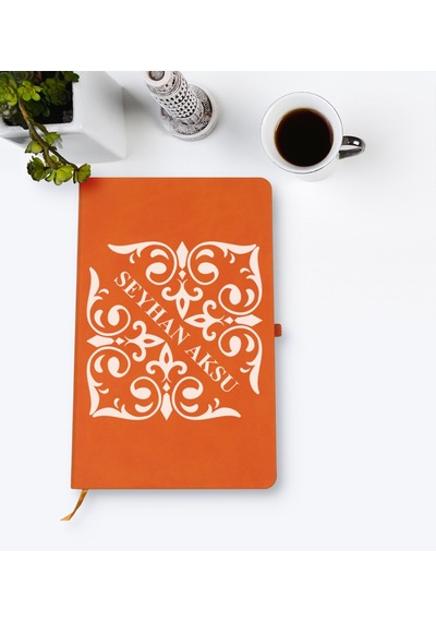 Kişiye Özel İsimli Turuncu Termo Deri Defter Model 10