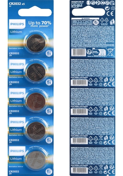 Philips Cr2032 3v Lityum Mini Düğme Para Pil Blister 5'lı Paket