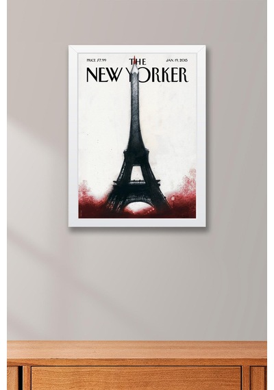 The New Yorker Çerçeveli Tablo January 19 2015 - Pencil Tablosu - Kalem Şeklinde Eyfel Kulesi