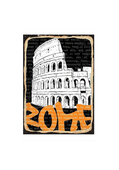 Bedeko Roma Temalı Tasarım Ahşap Tablo 25 Cm X 35 Cm