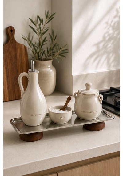 Gümüş Paslanmaz Çelik Çift Ahşap Ayaklı Dikdörtgen Sunum Ve Servis Tabağı 33x13 Cm Gümüş - 915233402 Gümüş
