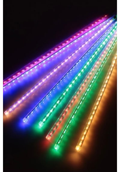8 Tüp RGB Meteor Led Işık Yağmur Işıkları Eklenebilir IP65 Dış Mekan Dekoratif Yılbaşı Süsü