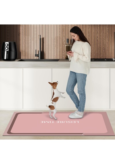 Dijital Kaymaz Yıkanabilir Mutfak Banyo Salon Paspas Halısı Trend Modern Al4002 Pembe
