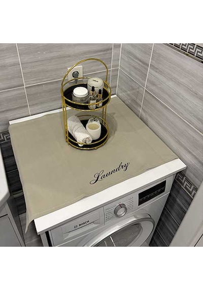 Laundry Duck Keten Su Geçirmez Ve Kirlenmez Çamaşır Makinesi - Buzdolabı - Bulaşık Makinesi Örtüsü Açık Gri