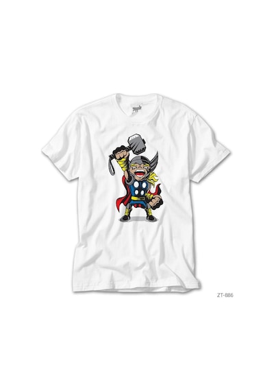 Thor Cartoon Beyaz Tişört Beyaz