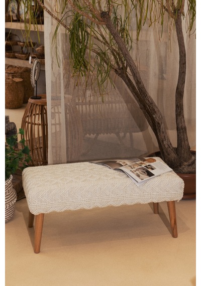 Bliss Krem Kabartma Dokulu Bench 42 X 91 X H 42 Cm 4283