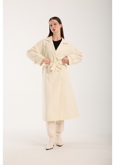 Kadın Oversize Astarlı Trençkot Vizon