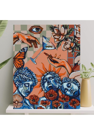 Sayılarla Boyama Tuval Seti Fırça Boya Dahil Çıtalı 40x50 Cm - Rönesans Çok Renkli