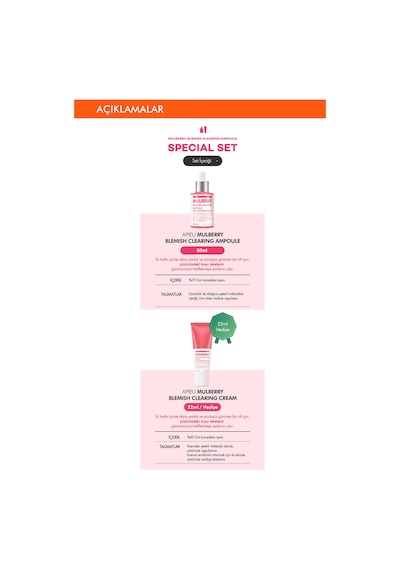 Missha Leke Karşıtı Aydınlatıcı Dut Özlü Ampul ve Krem Seti APIEU Mulberry Blemish Clearing