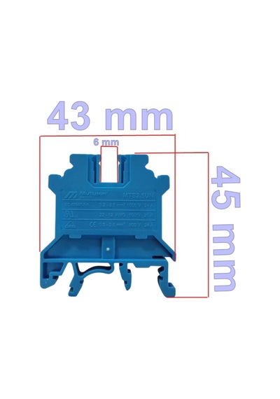Mutlusan 2.5mm Mavi Ray Klemens Vidalı Tip 1000v 24a Mts2.5un
