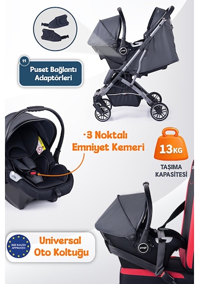 Prego Lotus Pro Kabin Boy Travel Bebek Arabası -tek Elle Katlanır-hafif -uv Tenteli -yağmurluk-örtü-kılıf