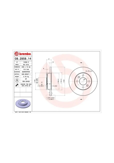 Fren Disk - Dacia Logan, Sandero, 1310, 1410, Nova - Brembo-08295814