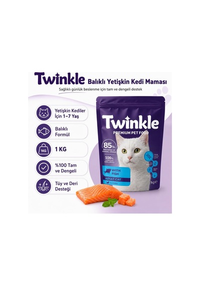 Tr Yetişkin Kedi Maması 1 Kg - Balıklı Kedi Maması -%85 Hayvansal Protein - Tam Ve Dengeli Beslenme - Tüy Ve Deri