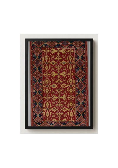 Anonim Lotto Desenli Klasik Türk Halısı Çerçevesiz Poster 21x30 Cm A4 Geometrik Desen Etnik
