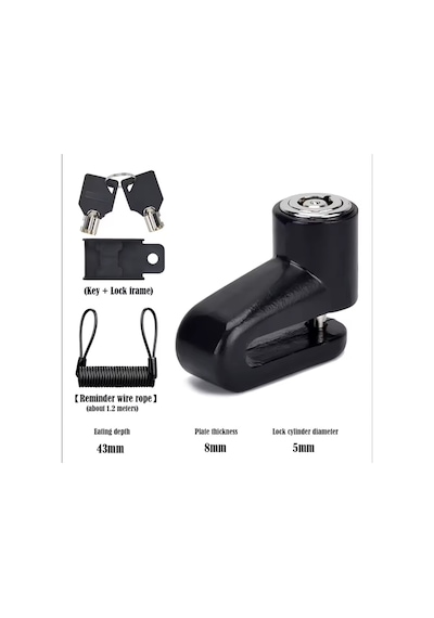 Motorsiklet Scooter Bisiklet Tekerlek Elektrikli Araç Disk Kilidi Güvenlik Kiliti Çok Renkli