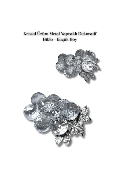 Kristal Üzüm Metal Yapraklı Dekoratif Biblo Küçük Boy