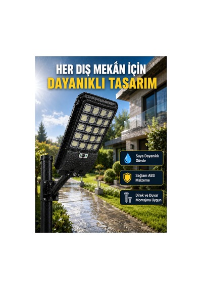 Güneş Enerjili Dış Mekan Led Lambası Geniş Aydınlatma Açılı Akıllı Sokak Lambası Çok Renkli Çok Renkli