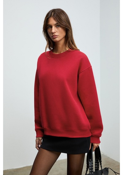 Grımelange Karıus Kadın Organik Pamuklu İçi Polarlı Oversize Yuvarlak Yakalı Bordo Sweatshirt Bordo Grımelange Karıus Kadın Organik Pamuklu İçi Polarlı Oversize Yuvarlak Yakalı Bordo Sweatshirt Bordo