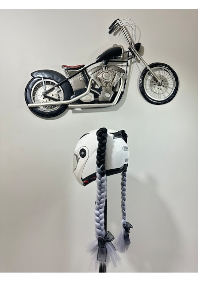 Motor & Motosiklet Gri Ombreli Çift Örgü Saç Kask Dış Aksesuar Diğer