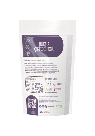 250 Gr Hurma Çekirdeği Tozu Unu %100 Doğal