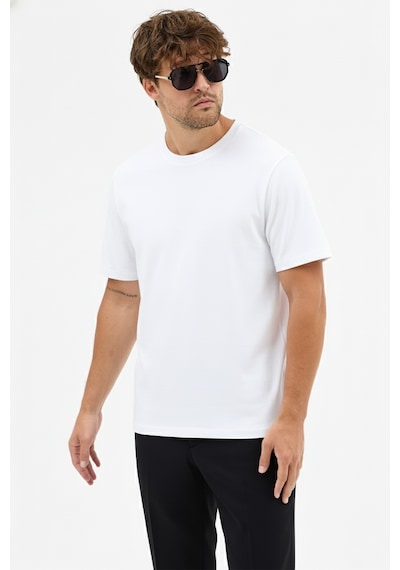 Goffra Erkek Premium Kalite Yoğun Dokulu Pamuklu T-shirt Beyaz M101-r0220-01 Beyaz