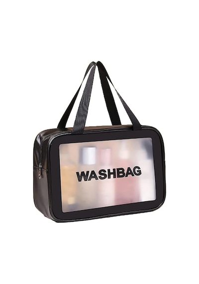 Caş Dekorasyon Siyah Renk Washbag Su Geçirmez Büyük Boy Makyaj Çantası