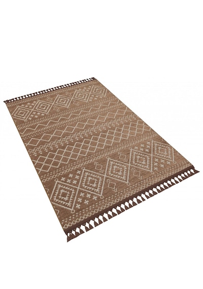Decoser Halı Garden Serisi 12-kahve Etnik İskandinav Desenli Koridor Salon Oturma Odası Kilim Halısı Kahverengi
