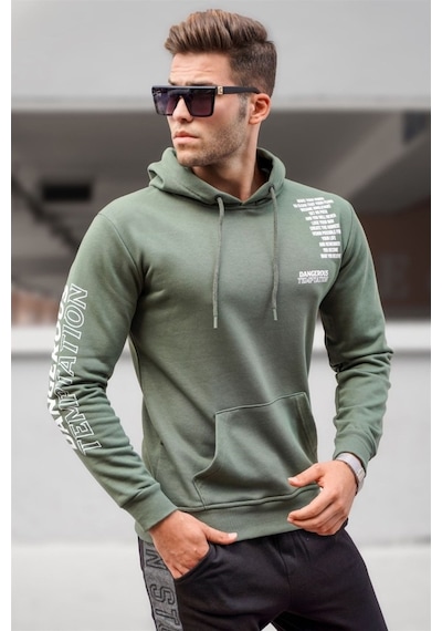 Madmext Haki Baskılı Erkek Sweatshirt 5313 Haki