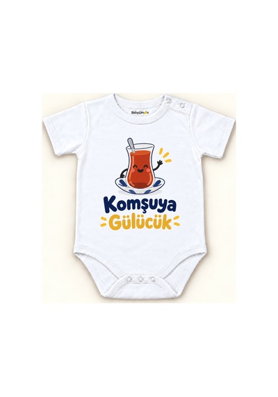 Babylimon Komşuya Gülücük Beyaz Kısa Kollu Çıtçıtlı Bebek Zıbını Beyaz - Komşuya Gülücük - 928161930 Beyaz - Komşuya Gülücük