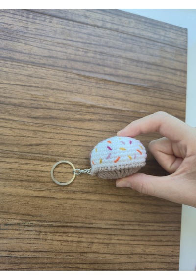 Amigurumi Eti Puf Anahtarlık Beyaz - Gri