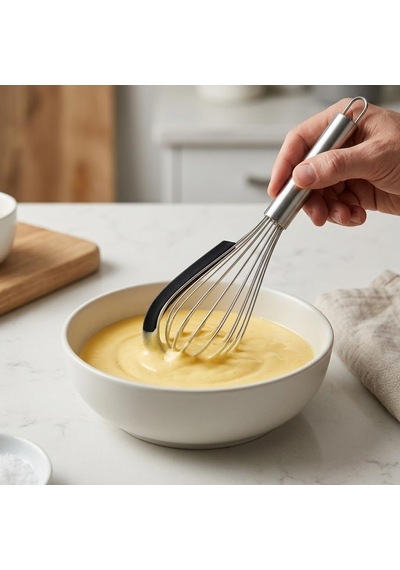 Silikon Sıyırma Aparatlı Çelik Çırpıcı 30 Cm, Paslanmaz Çelik Tel Çırpıcı, Ergonomik Metal Saplı Mutfak Çırpıcısı, Sos Yumurta Krema Ve Hamur Karıştırıcı