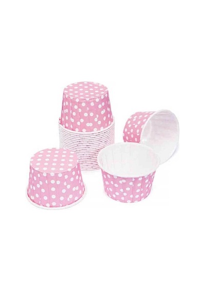 25 Adet Pembe Puantiyeli Cupcake Kek Kapsülü Tüm Yaşlar