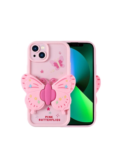 Zore Apple iPhone Uyumlu 13 Kılıf Kamera Korumalı Figür Tasarımlı Omsy Kapya Kapak - Pembe Açık