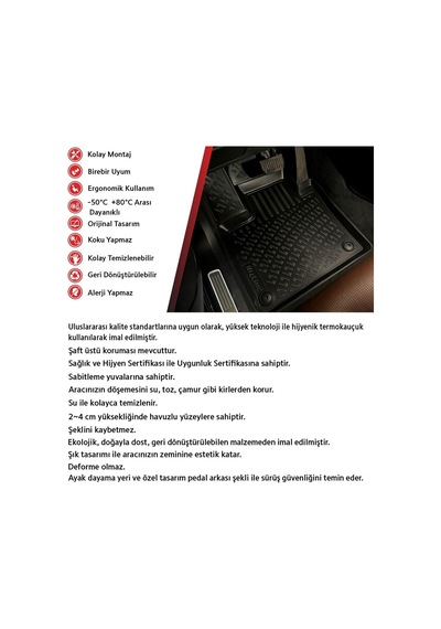 Rizline Toyota Yaris 2005-2013 Uyumlu 3d Havuzlu Paspas Açık Bej