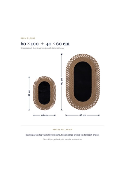 Banyo Paspası Takımı 60x100+40x60 Cm Dış Trikot Siyah & Camel