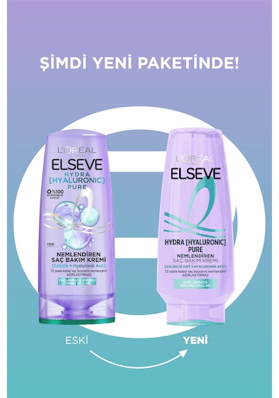 Elseve Hydra [Hyaluronic] Pure Salisilik Asit içeren Yağlanma Karşıtı Nemlendirici Saç Kremi 250 ML