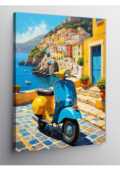Kanvas Tablo Akdeniz De Vespa İle Gezi 100cmx140cm