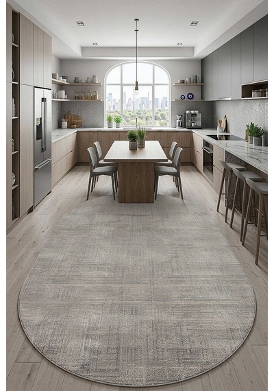 Alya Modern İtalyan Tasarım Makine Oval Halı Al01 Gri Açık Gri