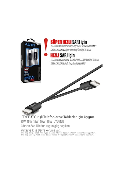 Diğer - Cb46 2 Metre Type C Kablo Type-c Den Type-c Ye 2 Metre Uzun Şarj Kablosu 25w Hızlı 2m