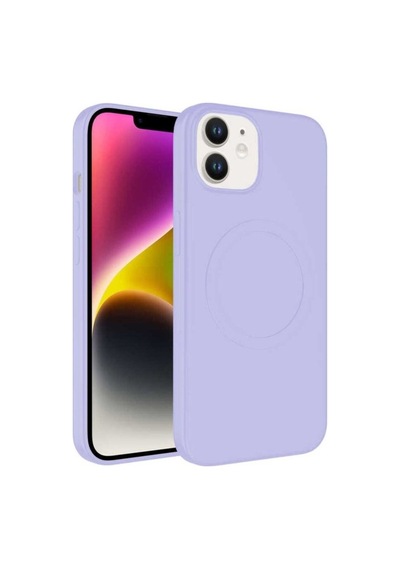 Apple Uyumlu iPhone 11 Kılıf M-safe Wireless Şarj Özellikli Pastel Renk Silikon Zore Plas Kapak Lila